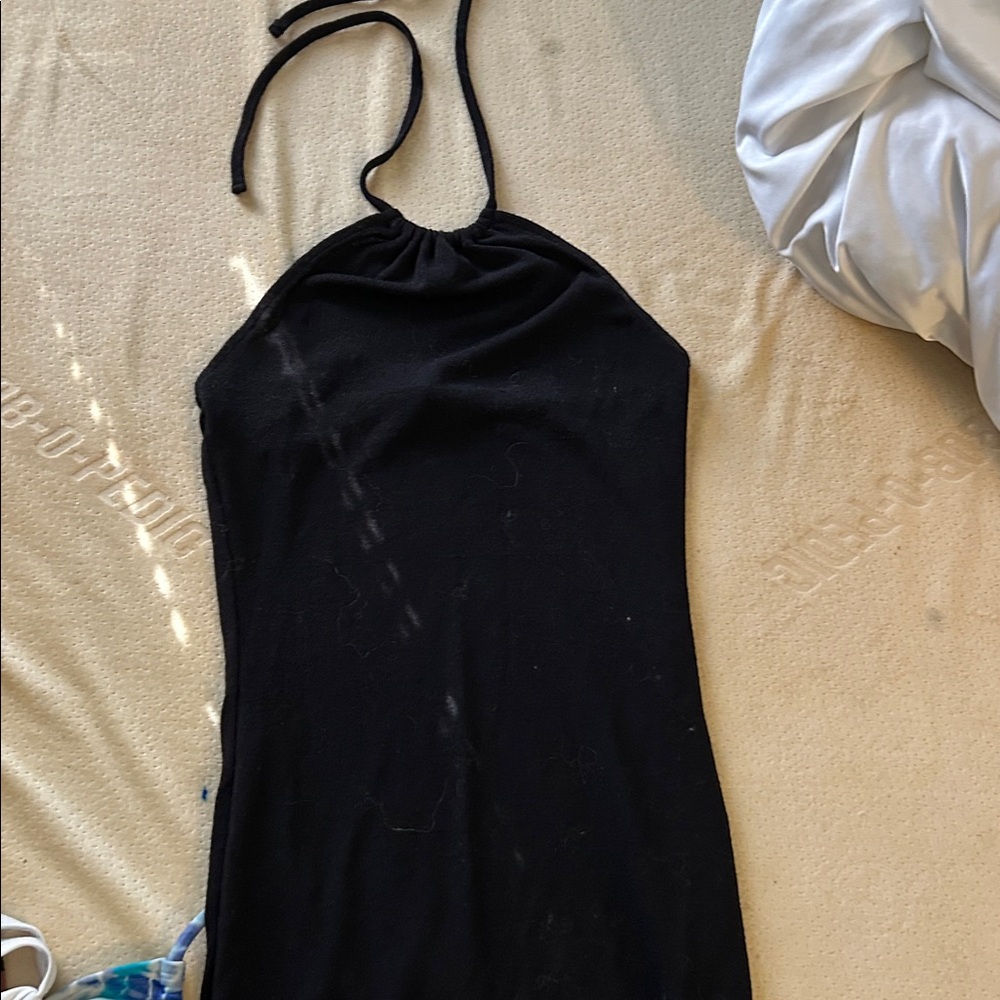 Divided Black Halter Swim Coverup
